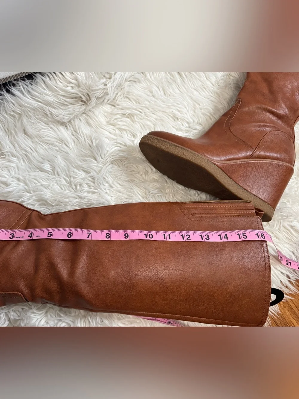 Zodiac Womens Iggy Wedge Boots Mid Calf 8.5 cognac
